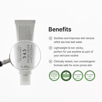 soothing complex of centella asiatica leaf water, tea tree leaf water and madecassoside for redness and sensitivity