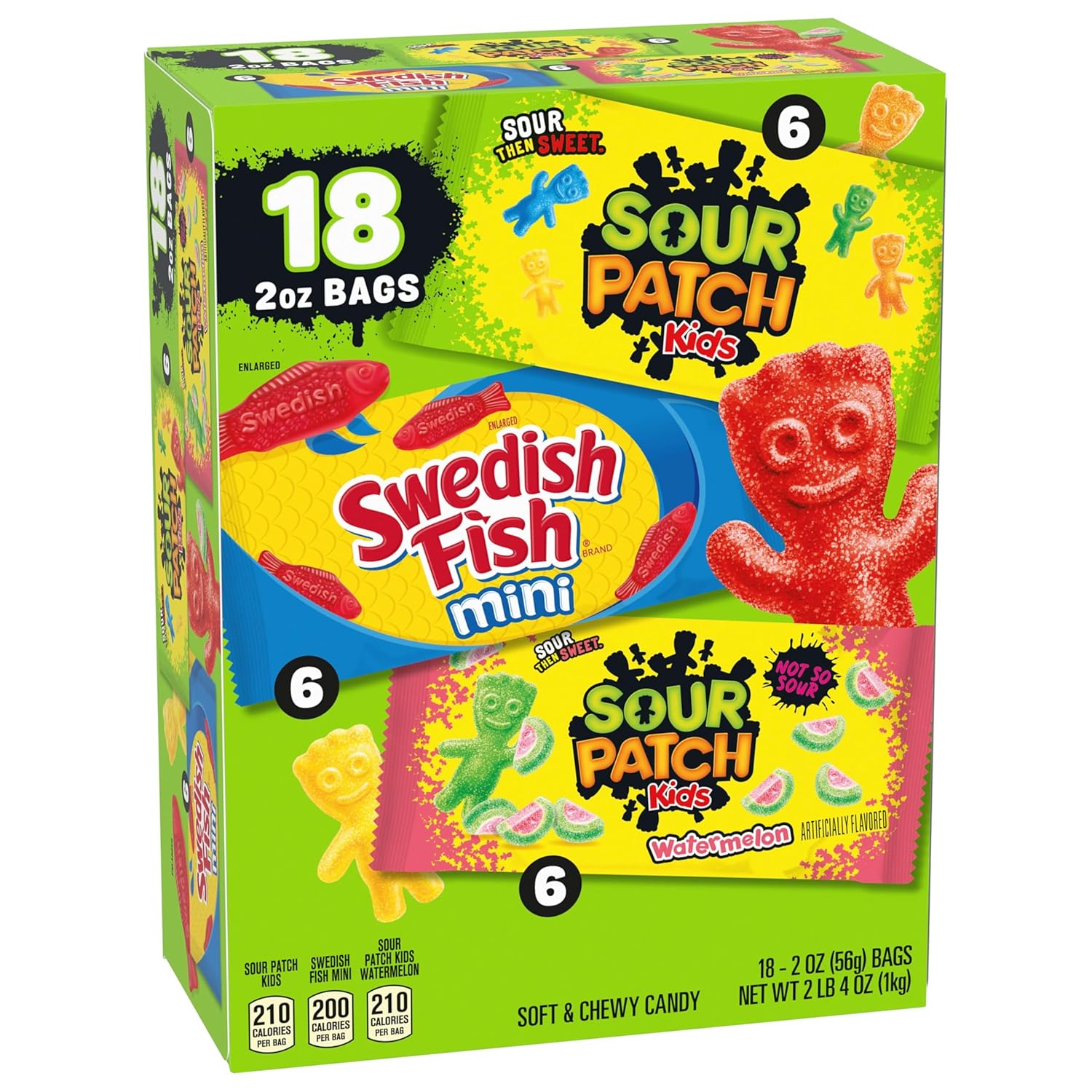 SOUR PATCH KIDS and SWEDISH FISH Mini Candy Variety Pack – Lunchbox Snack Bags for Kids' Lunches and Backpacks