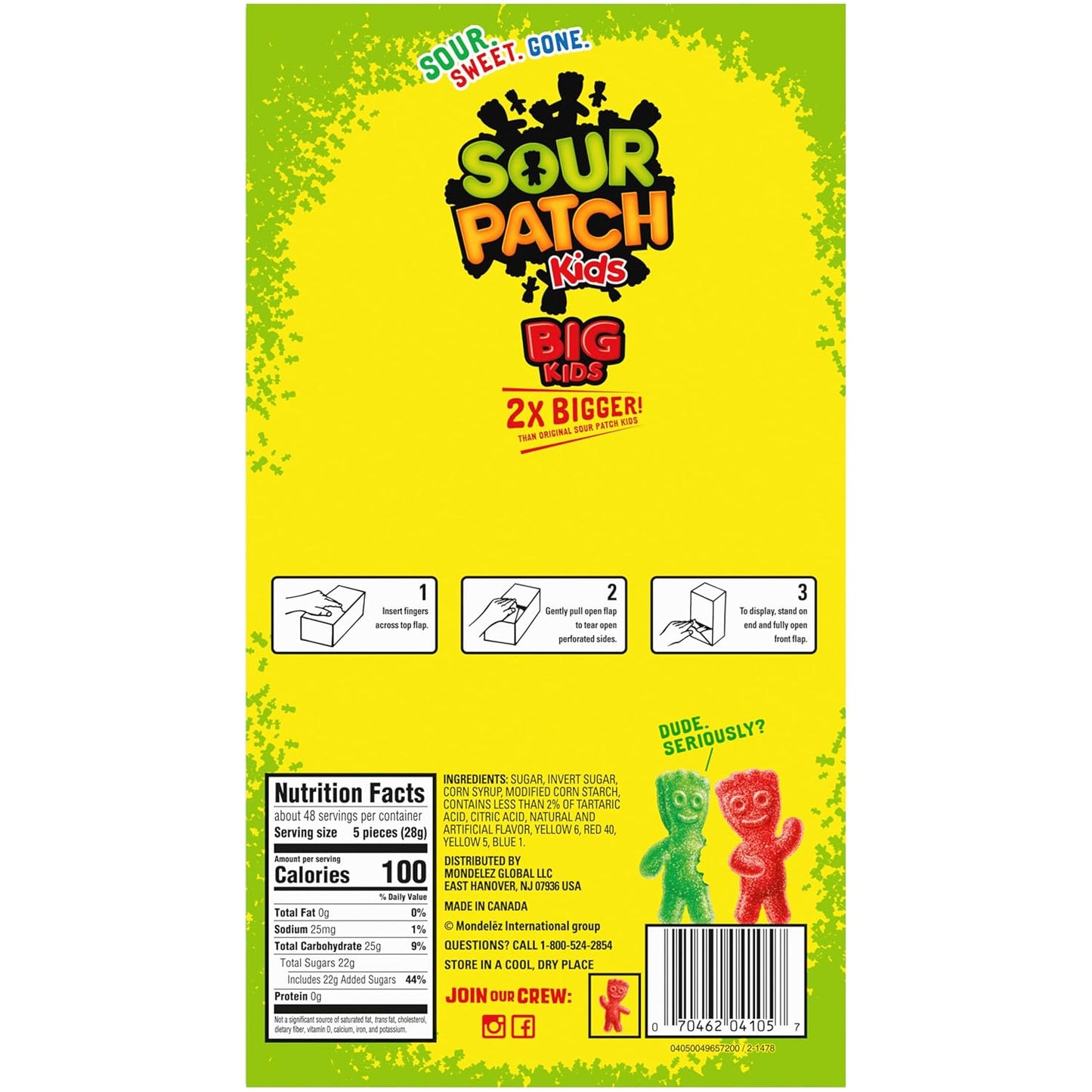 SOUR PATCH KIDS Big Kids Individually Wrapped Soft & Chewy Candy for Kids Lunchboxes and After-School Snacks, 240 Count Box
