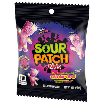 SOUR PATCH KIDS Glow Ups Strawberry-Watermelon Soft & Chewy Candy, Bulk Candy for Kids' Birthday Party Favors and Goodie Bags, 12-3.08 oz Bags