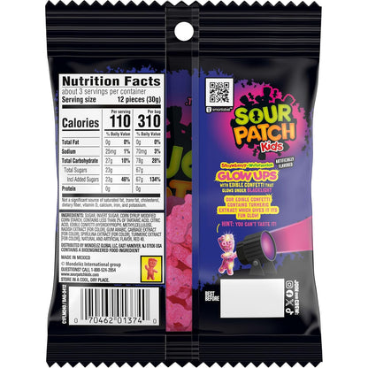 SOUR PATCH KIDS Glow Ups Strawberry-Watermelon Soft & Chewy Candy, Bulk Candy for Kids' Birthday Party Favors and Goodie Bags, 12-3.08 oz Bags