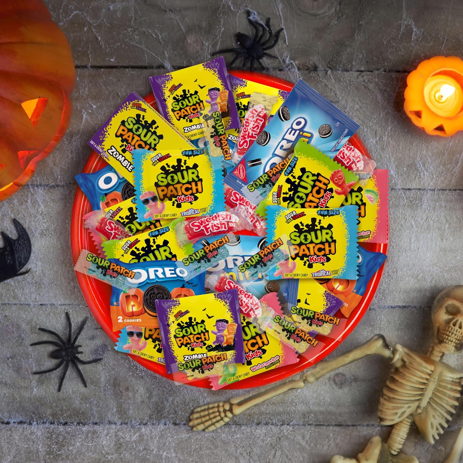 SOUR PATCH KIDS & SWEDISH FISH Halloween Candy – Stylish Bulk Treats for Candy Bowls, Baskets, and Decorative Halloween Displays