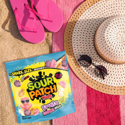 SOUR PATCH KIDS Tropical Mix Candy – Lunchbox Snack for School Kids, Share Size 11.11 oz Resealable Bag