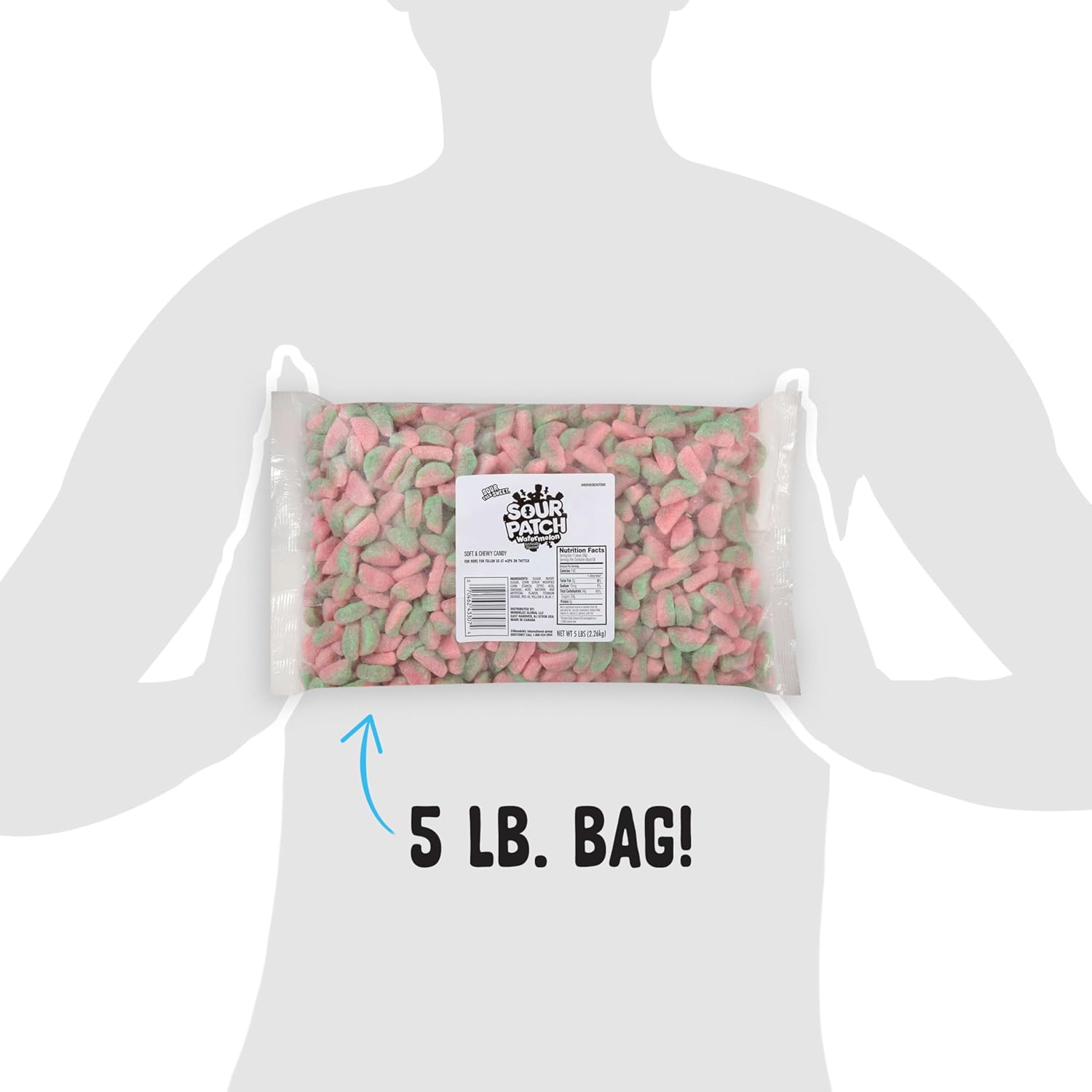 SOUR PATCH KIDS Watermelon Soft & Chewy Candy, 80 oz Bulk Bag for Kids Lunchboxes and Family Snack Pantry