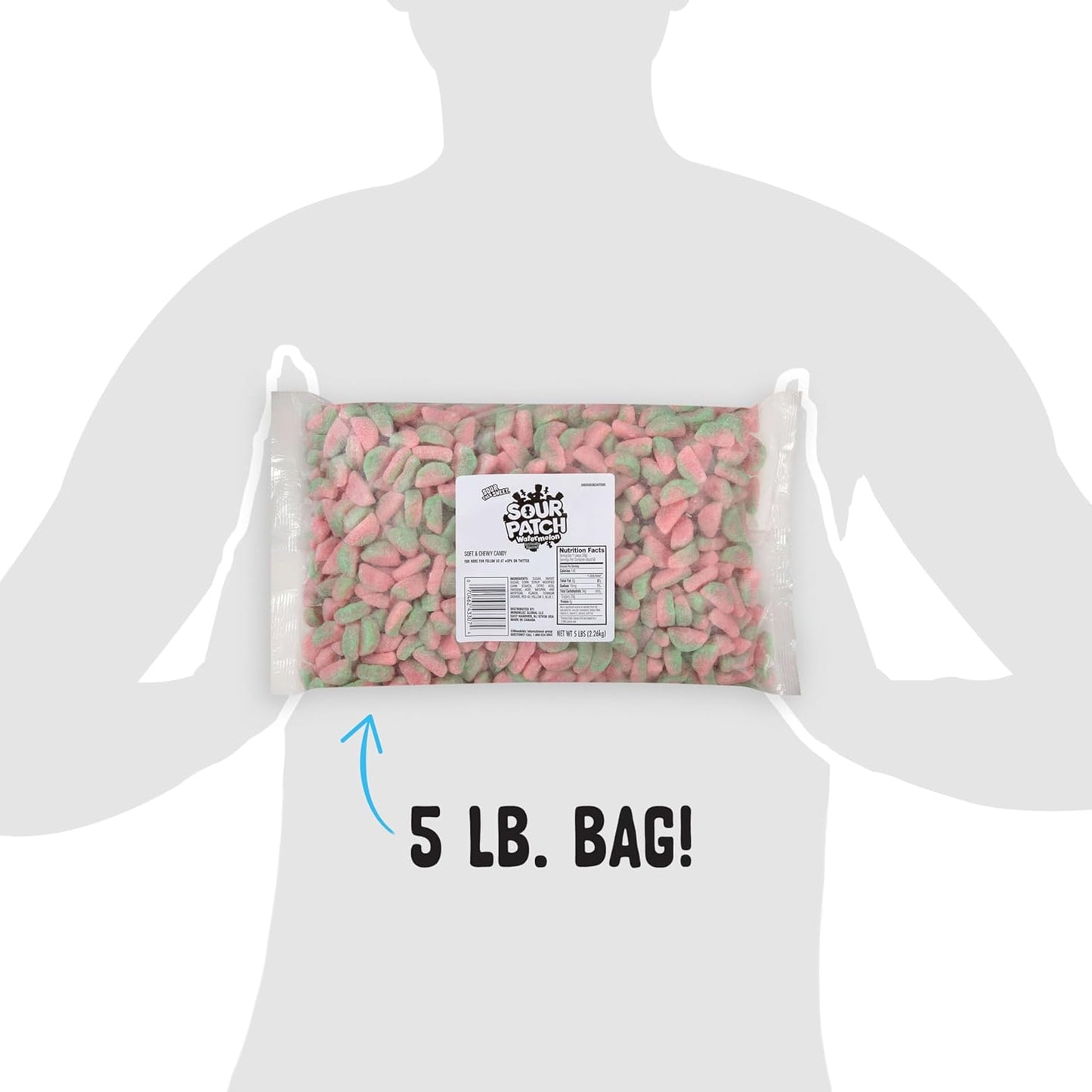 SOUR PATCH KIDS Watermelon Soft & Chewy Candy, 80 oz Gift Bag for Birthday Parties, Baby Showers, and Holiday Treat Tables