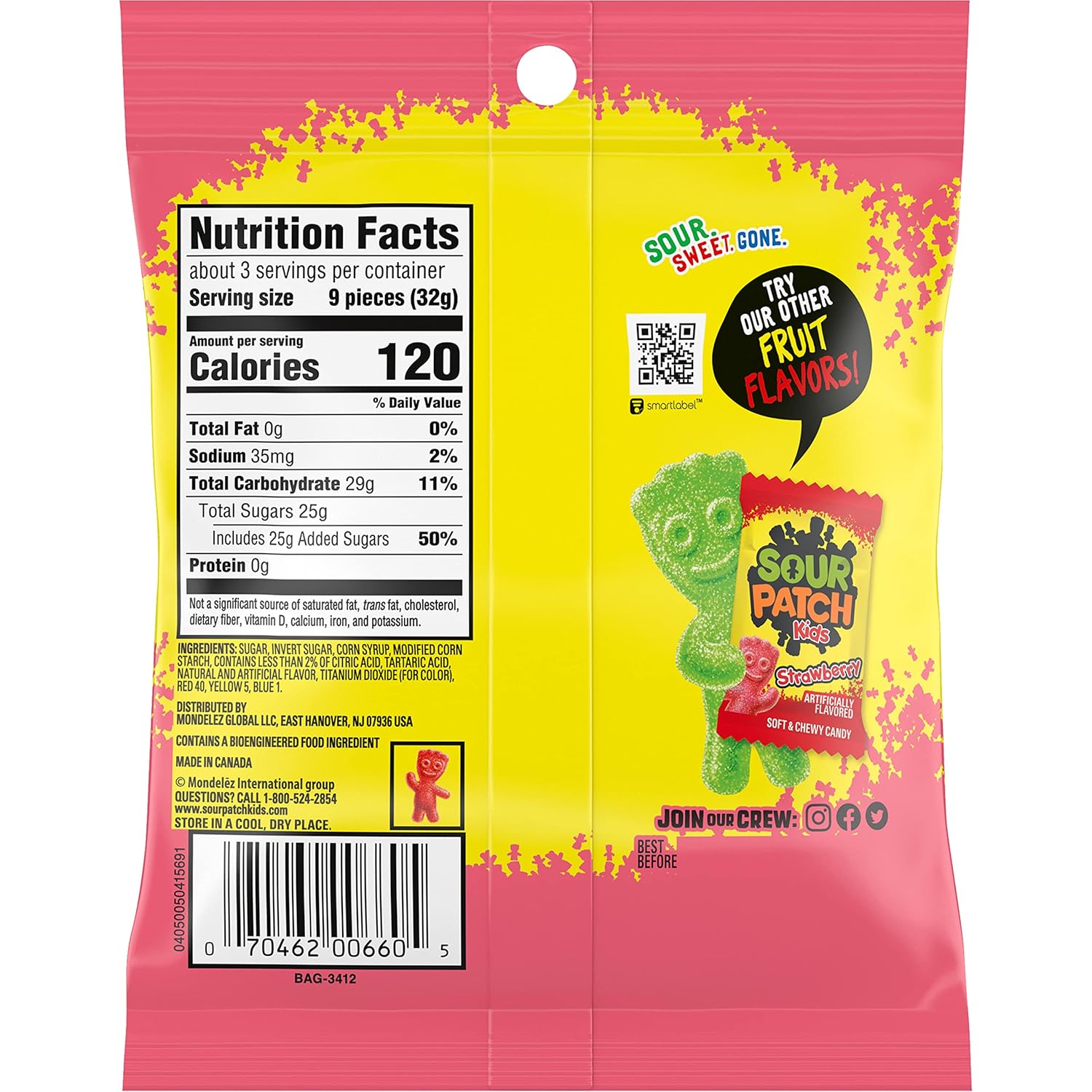 SOUR PATCH KIDS Watermelon Soft & Chewy Candy – Bulk 12-Pack Lunchbox Snack for School-Age Kids
