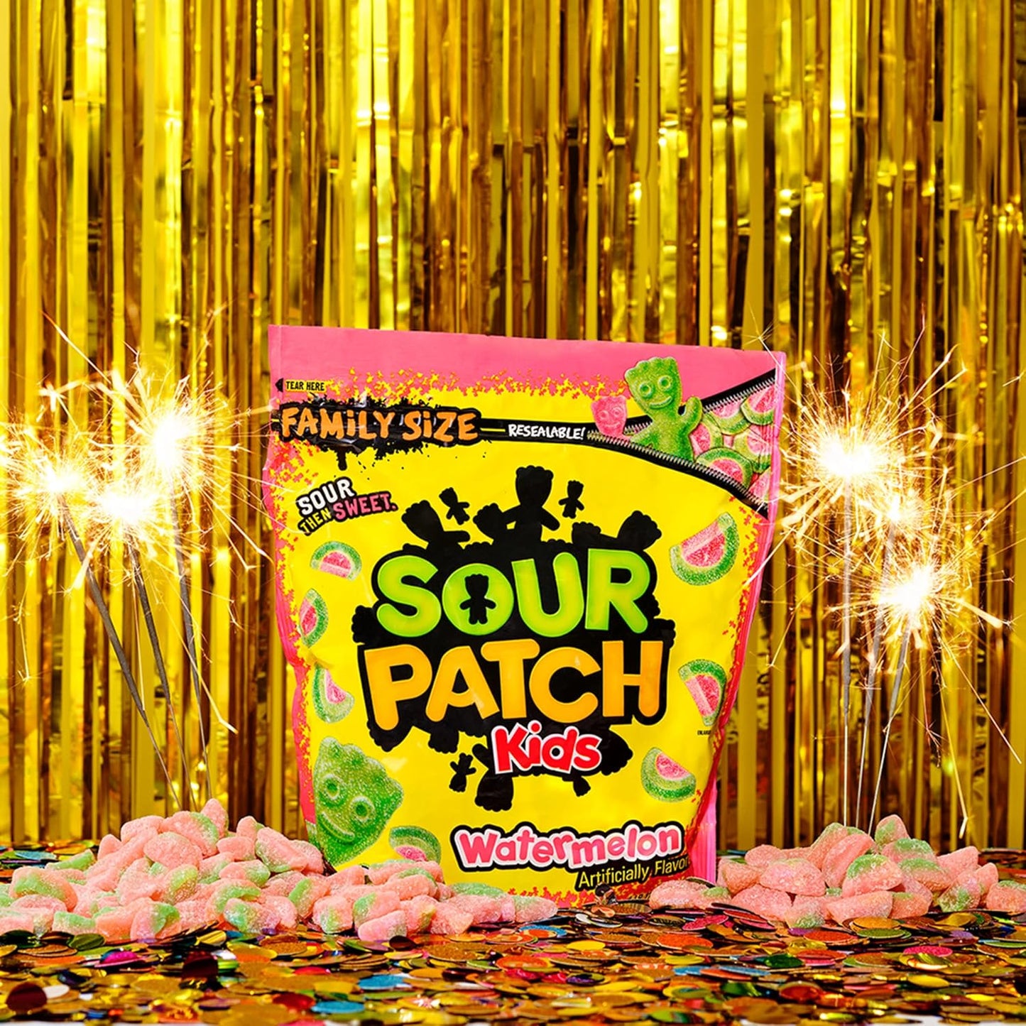 SOUR PATCH KIDS Watermelon Soft & Chewy Candy – Holiday Hostess Gift and Stocking Stuffer Candy, Pack of 2