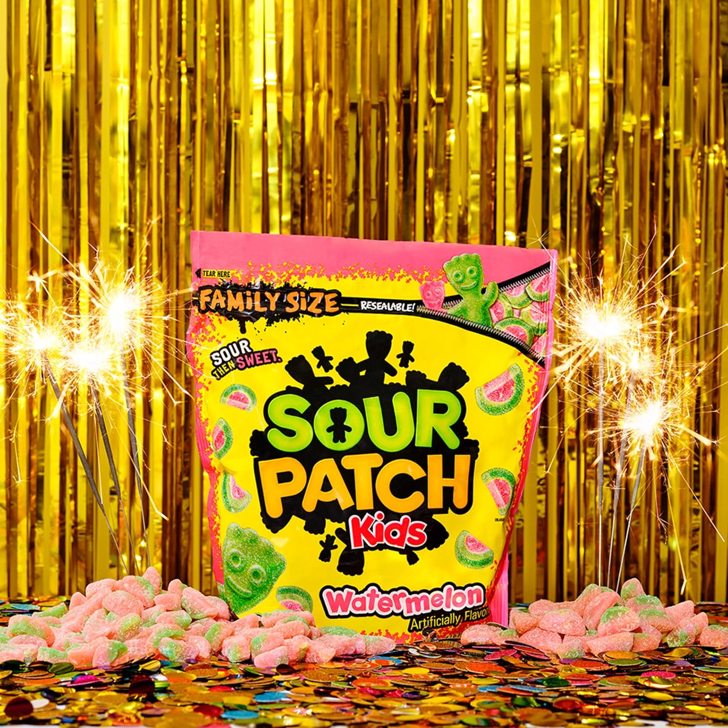 SOUR PATCH KIDS Watermelon Soft & Chewy Candy – Holiday Hostess Gift and Stocking Stuffer Candy, Pack of 2