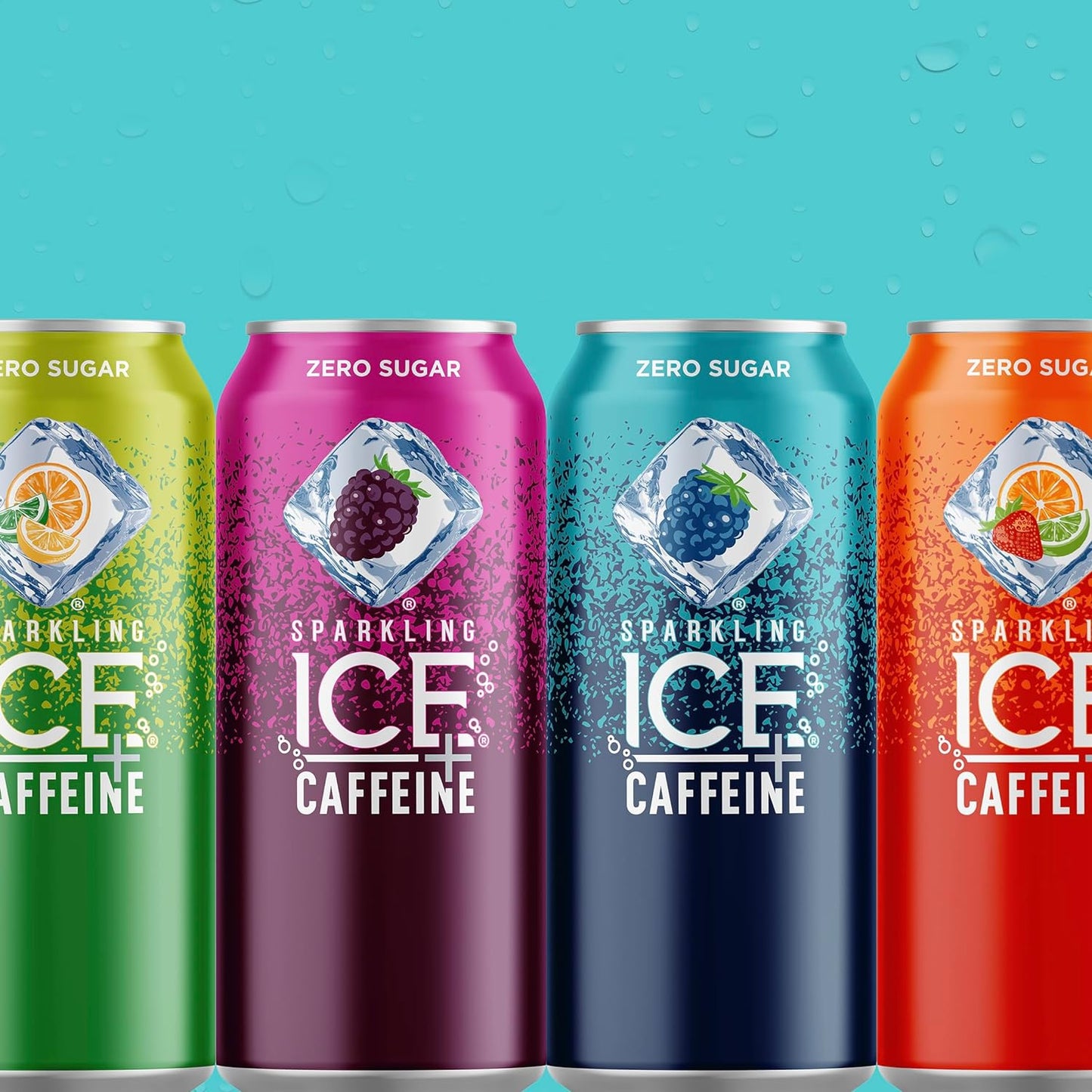 Sparkling Ice Caffeine Black Raspberry Sparkling Water for Remote Work Midday Boost, Low Calorie Sparkling Water for the Desk
