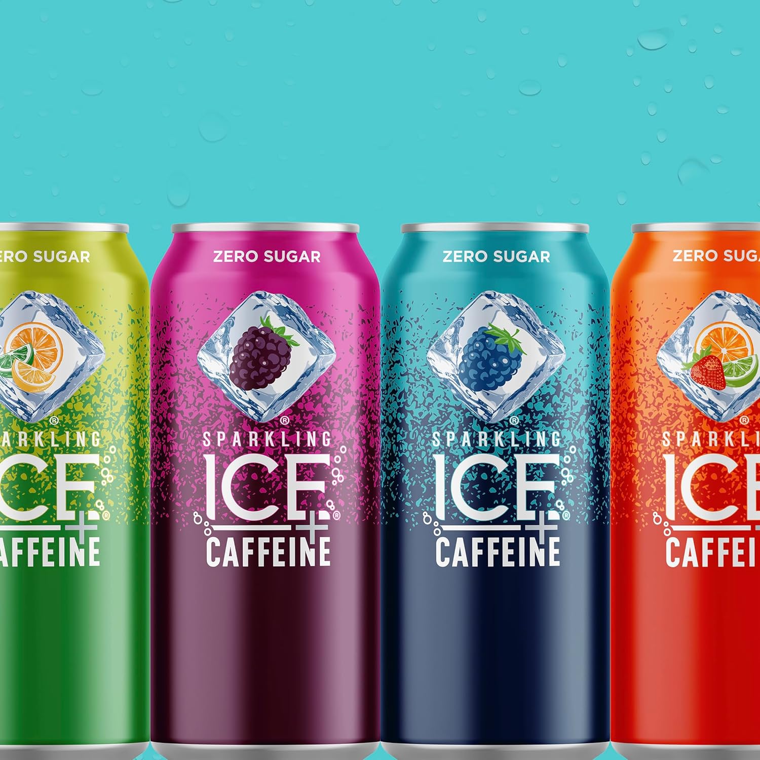 Sparkling Ice Caffeine Black Raspberry Sparkling Water for Remote Work Midday Boost, Low Calorie Sparkling Water for the Desk