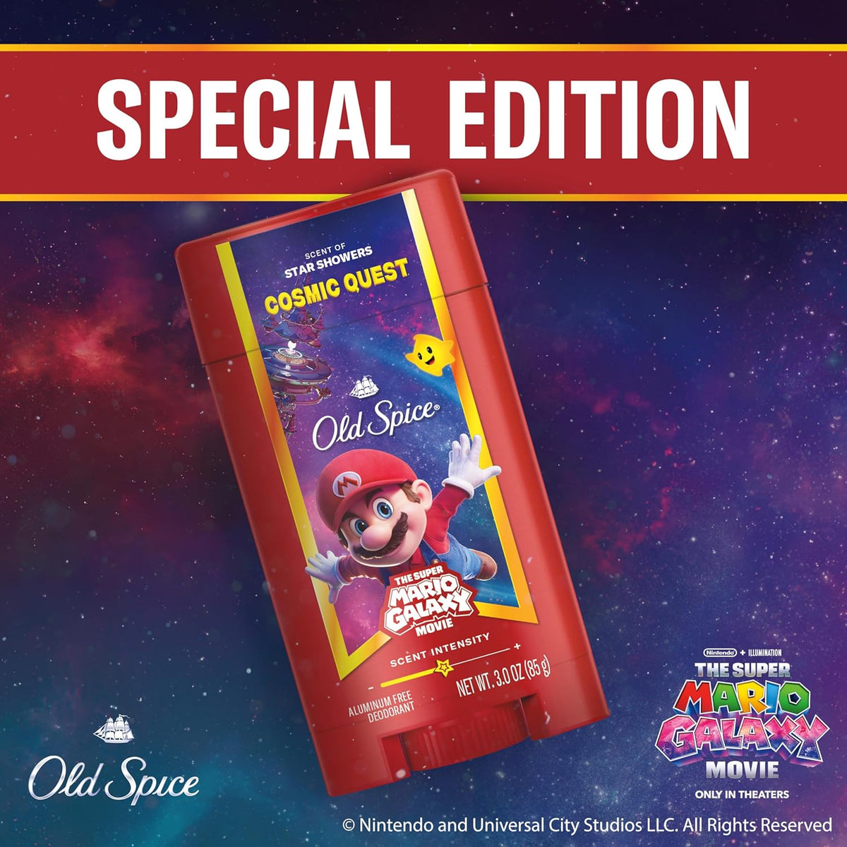 special edition old spice x the super mario galaxy movie branding and packaging