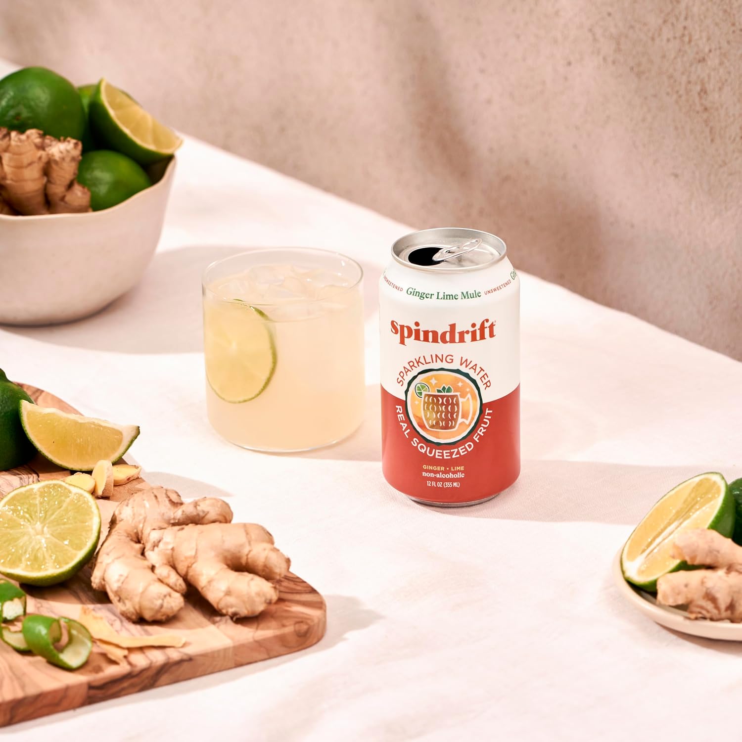 Spindrift Sparkling Water Ginger Lime Mule – Clean-Label Wellness Drink for Mindful Hydration, 12 Fl Oz Cans, 24 Pack