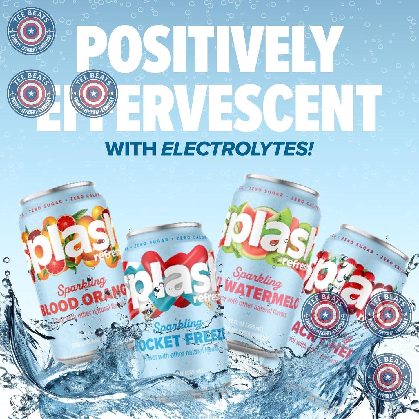 Splash Refresher Sparkling Water – Office Desk Hydration Drink, Electrolyte Boost for Workdays