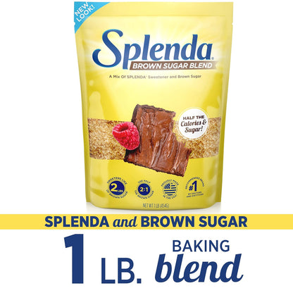 SPLENDA Brown Sugar Blend for Calorie-Conscious Home Bakers, Half-Sugar Pantry Staple for Guilt-Free Baking and Beverages