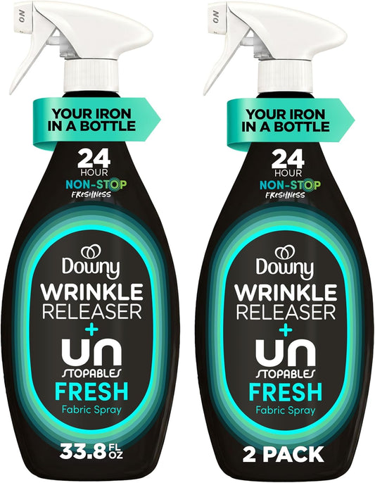 spray-and-smooth three-step application (spray, tug, smooth) with no iron required