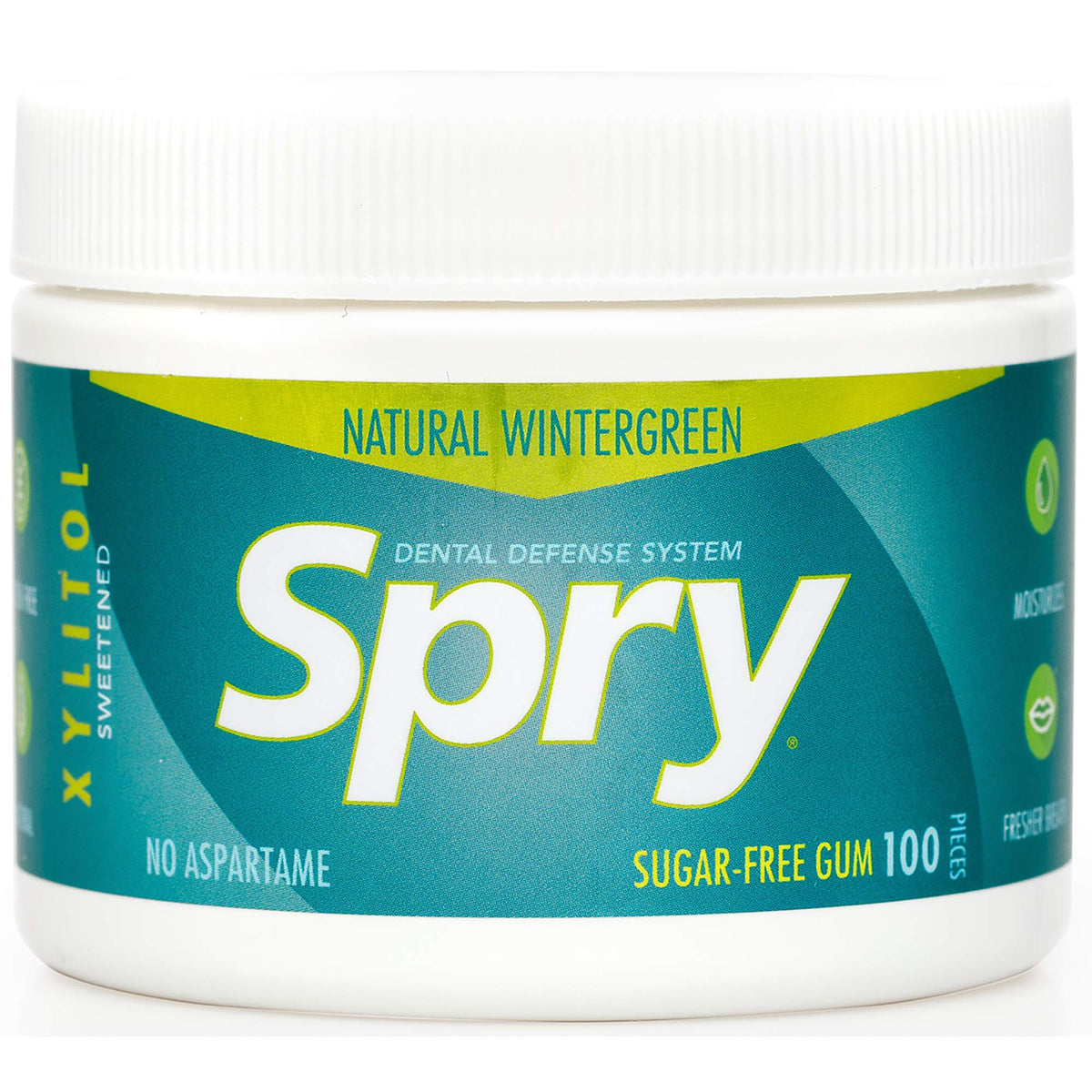 Spry Fresh Natural Xylitol Chewing Gum Dental Defense System - Aspartame-Free, Sugar-Free, Non-GMO, Gluten-Free (Wintergreen, 100 Count - Pack of 1)