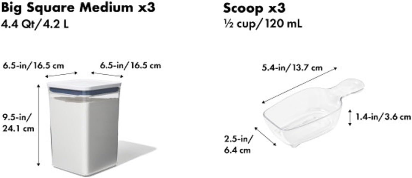 square, stackable geometry designed for vertical pantry shelving
