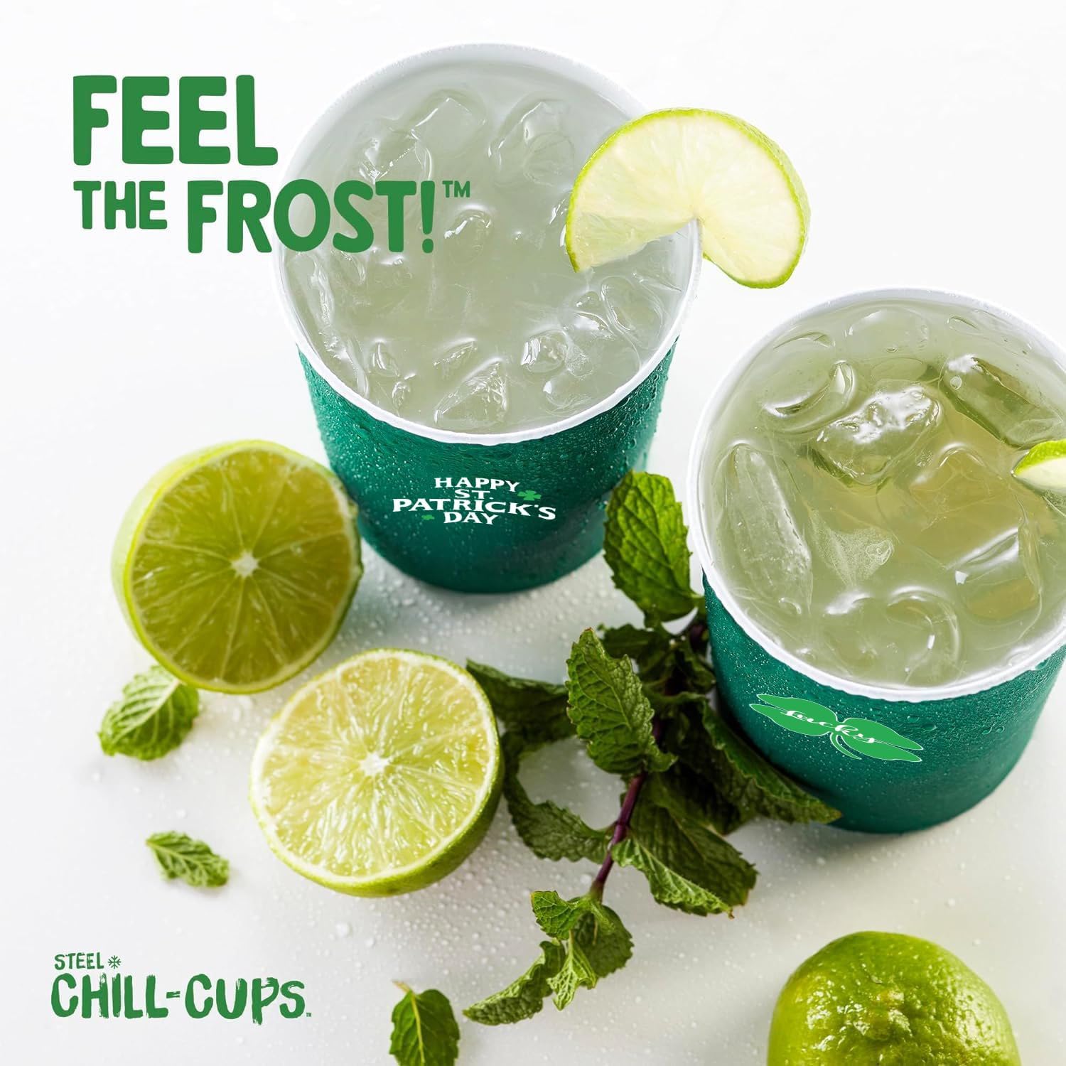 St. Patrick's Day Steel Party Cups 16 oz – Shatterproof Drinkware for Patio, Camping and Backyard Gatherings, 12 Pack
