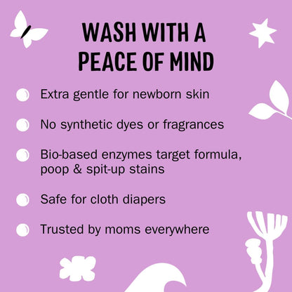 stain-fighting enzyme blend designed for breastmilk, formula, spit-up, and baby poop stains
