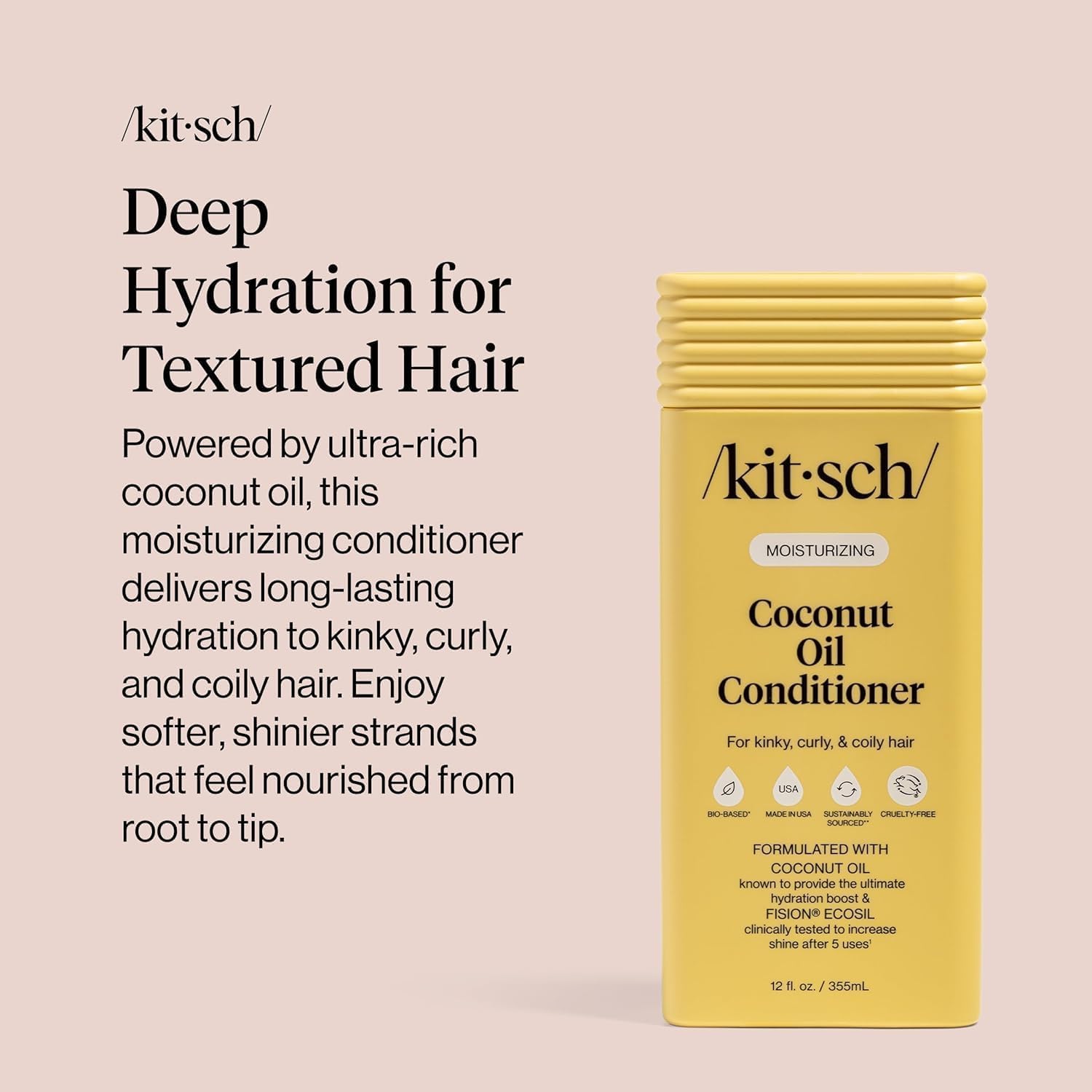 standard 12.3 oz liquid conditioner format compatible with all hair types, including kinky, curly, and coily