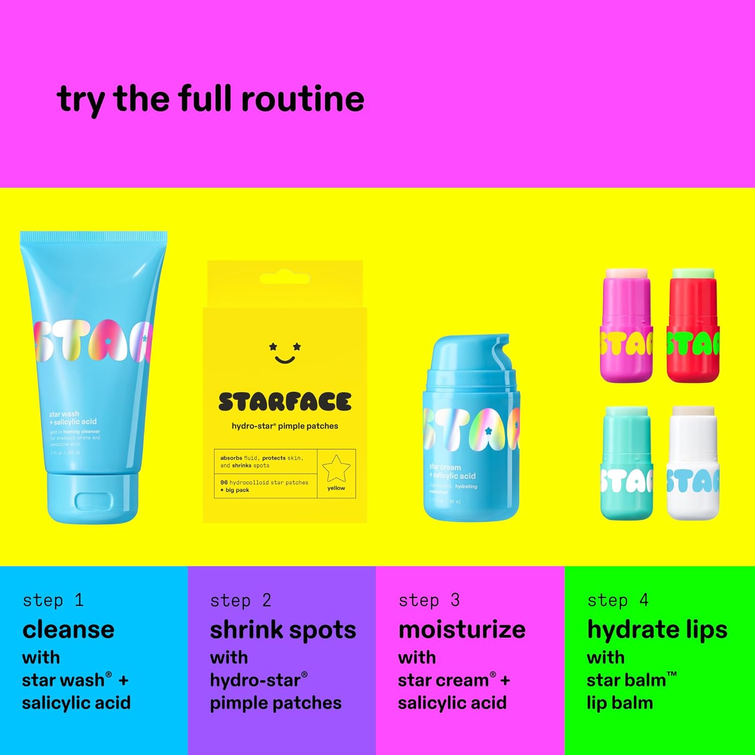 star-shaped design available in 10+ colorways for personalization
