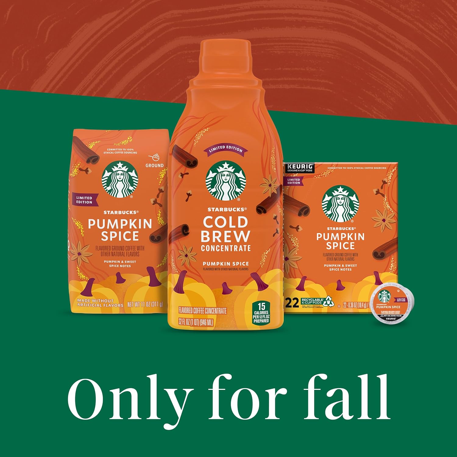 Starbucks Cold Brew Pumpkin Spice Concentrate – Mindful Morning Coffee Ritual, 32 oz Smooth Cold-Steeped