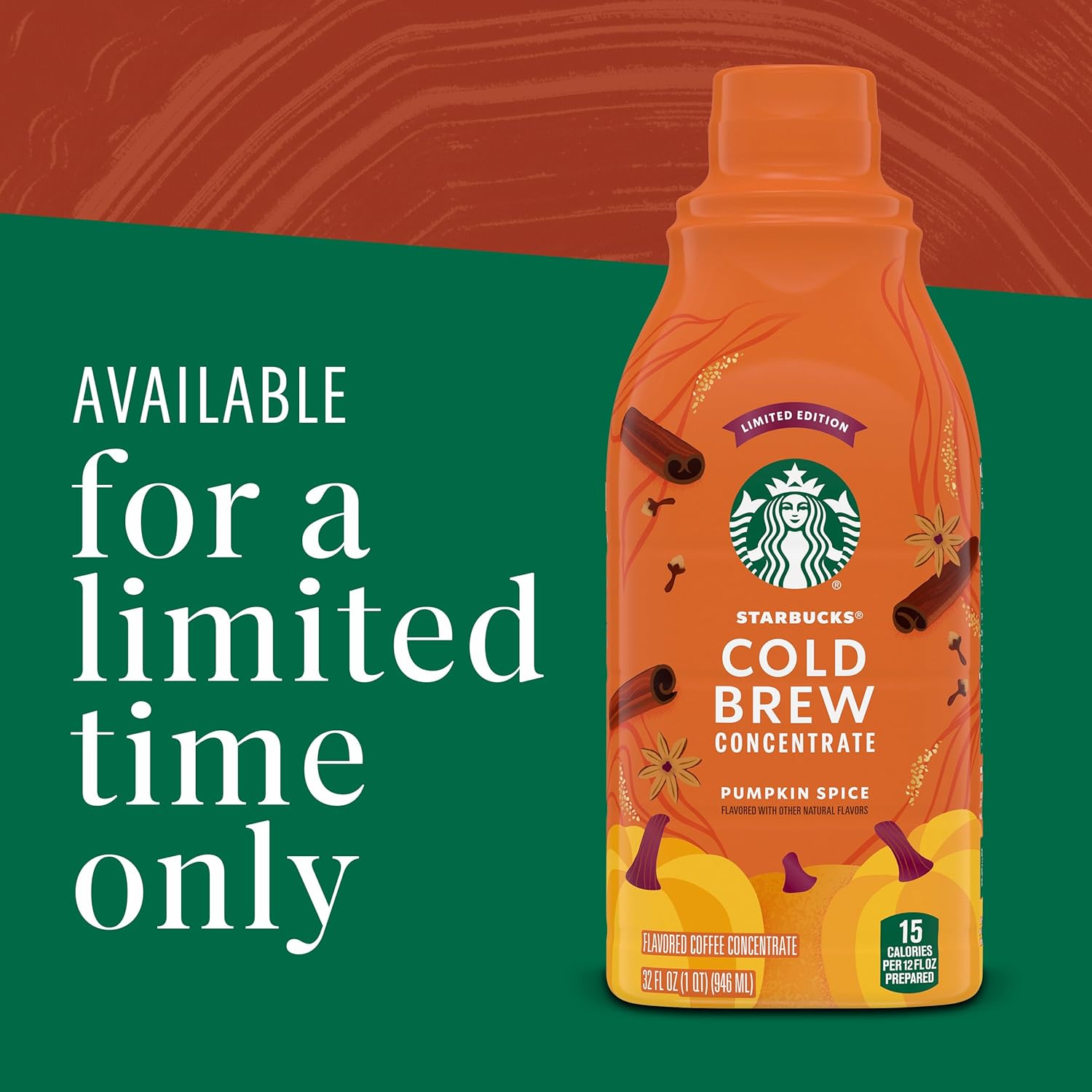 Starbucks Cold Brew Pumpkin Spice Concentrate – Mindful Morning Coffee Ritual, 32 oz Smooth Cold-Steeped