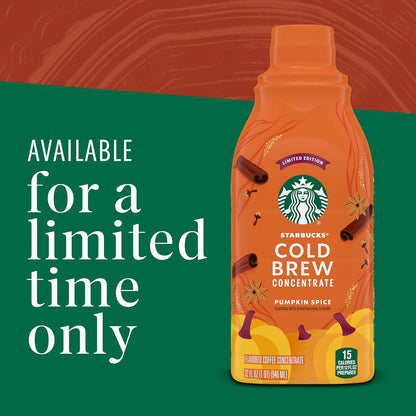 Starbucks Cold Brew Pumpkin Spice Concentrate – Mindful Morning Coffee Ritual, 32 oz Smooth Cold-Steeped