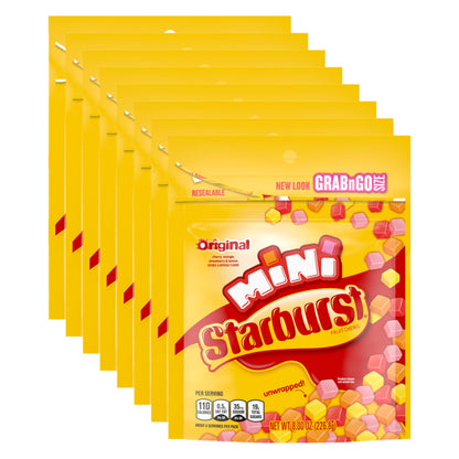 STARBURST Fruit Chews Candy - Original Minis, 8oz, Mini Candy, Bulk Box Pack of 8