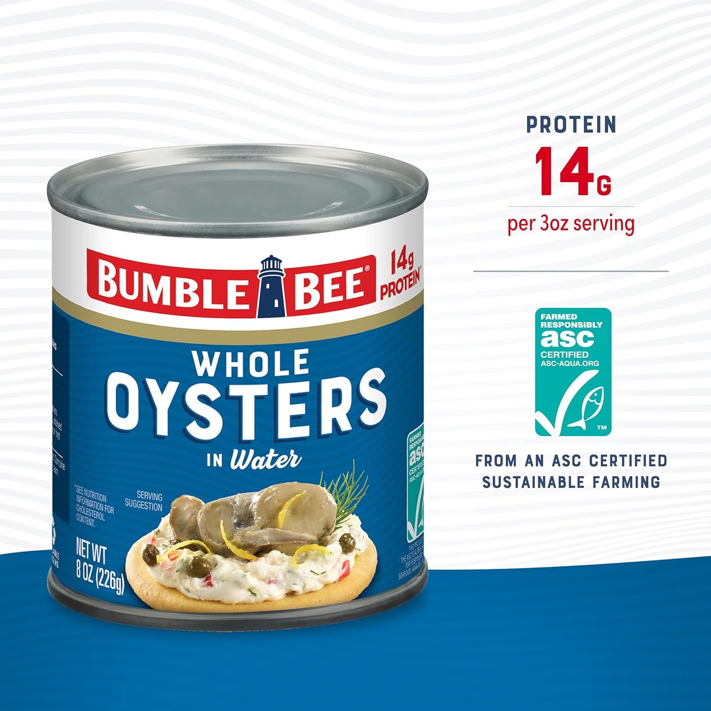 steamed, hand-shucked, and graded whole oysters packed in water and salt