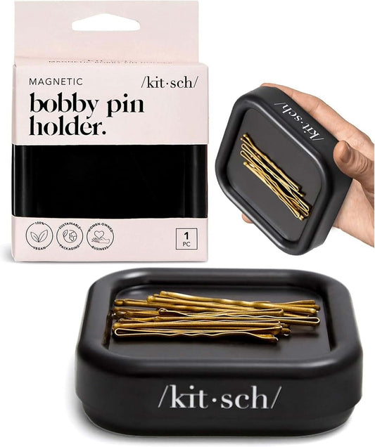 strong built-in magnet that captures and holds metal bobby pins on contact