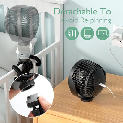 sub-5mm fan gap and 3-blade enclosed design for finger-safe operation