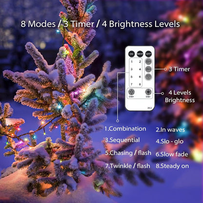 suddus 66ft Multicolor String Lights – Living Room Aesthetic Lighting with 8 Modes and 4 Brightness Levels for Holiday Mantels