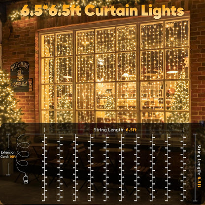 suddus Curtain Lights for Relaxation and Wind-Down Rituals – 200 LED Warm White Ambient Glow with Dimmable Timer