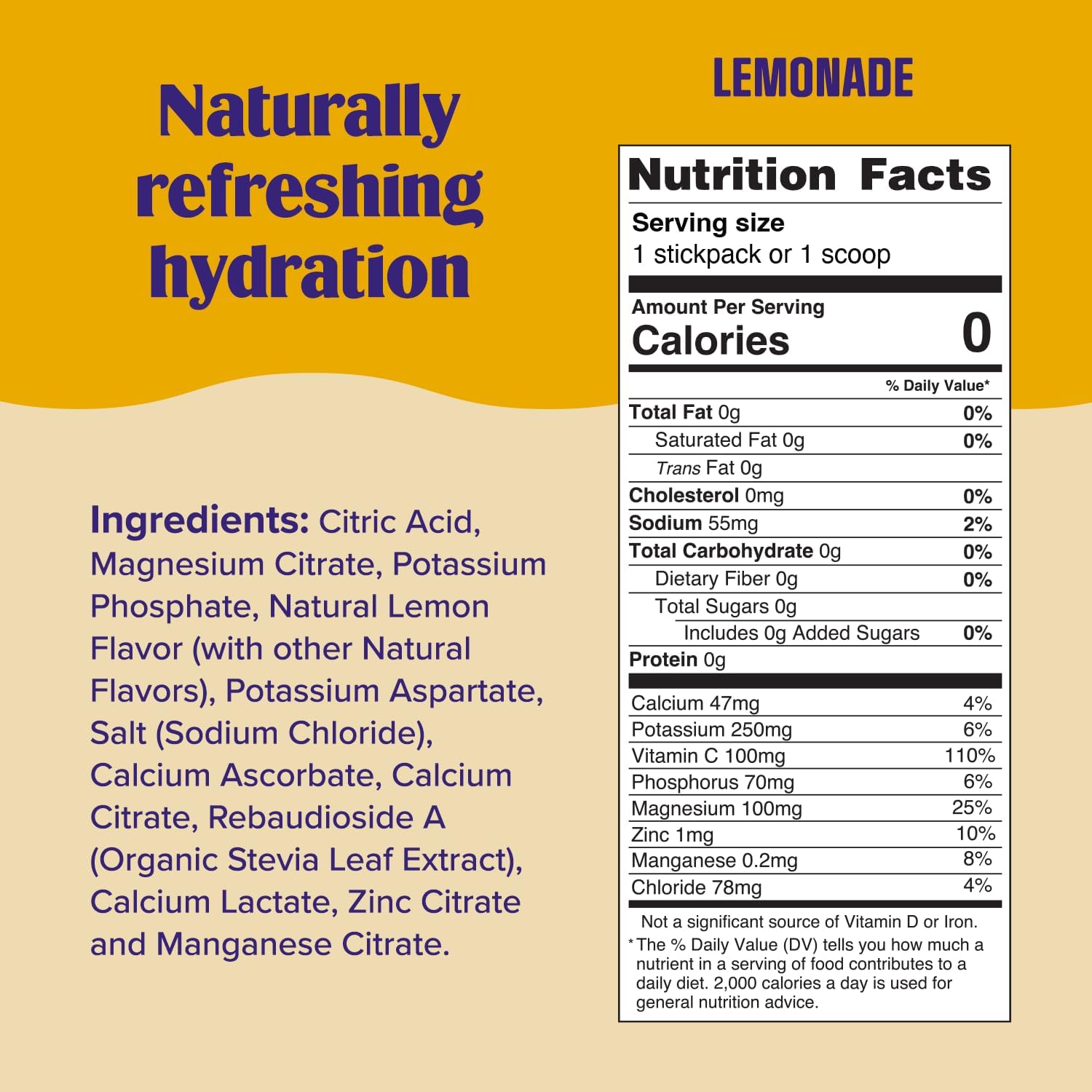 sugar-free formula sweetened with organic stevia leaf and real fruit flavors