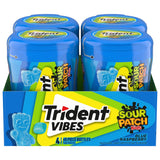 Trident Vibes SOUR PATCH KIDS Blue Raspberry Sugar-Free Gum – Lunchbox Treat for School Kids, 4-Bottle Value Pack of 160 Pieces