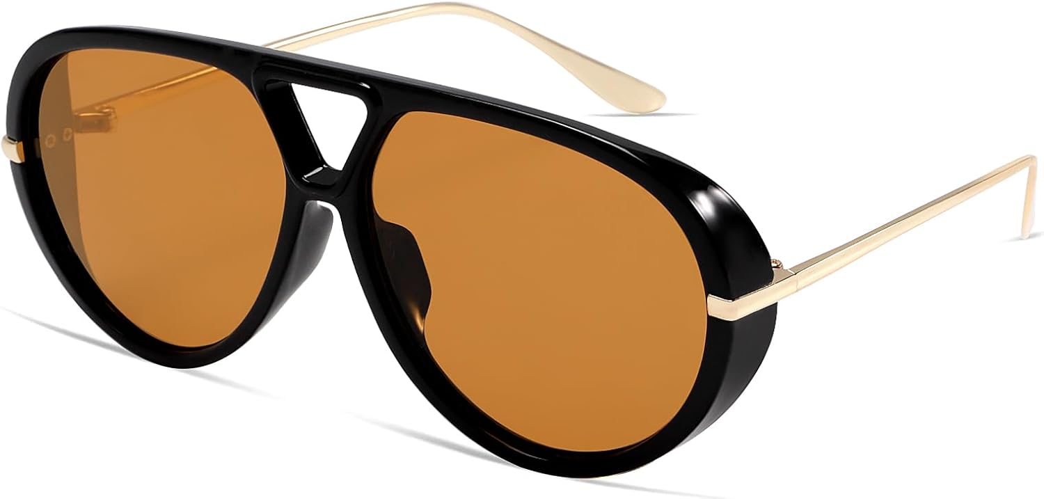 Sunglass Hut Retro Aviators – Outdoor Driving & Cycling Sunglasses, Polarized UV400 Oversized 70s Metal Frame