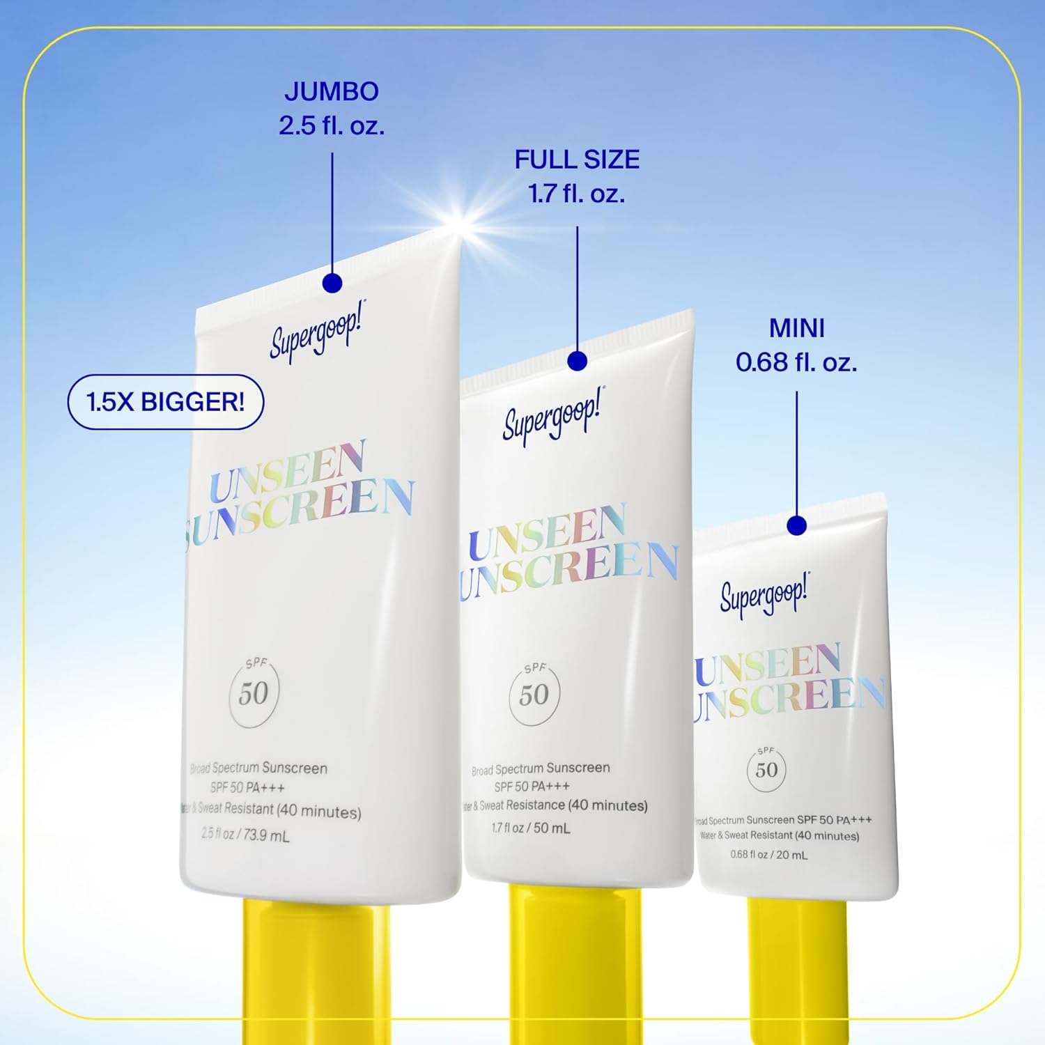 Supergoop! Unseen Sunscreen SPF 50 – Clean Beauty Vanity Essential, Invisible Daily Face Protection