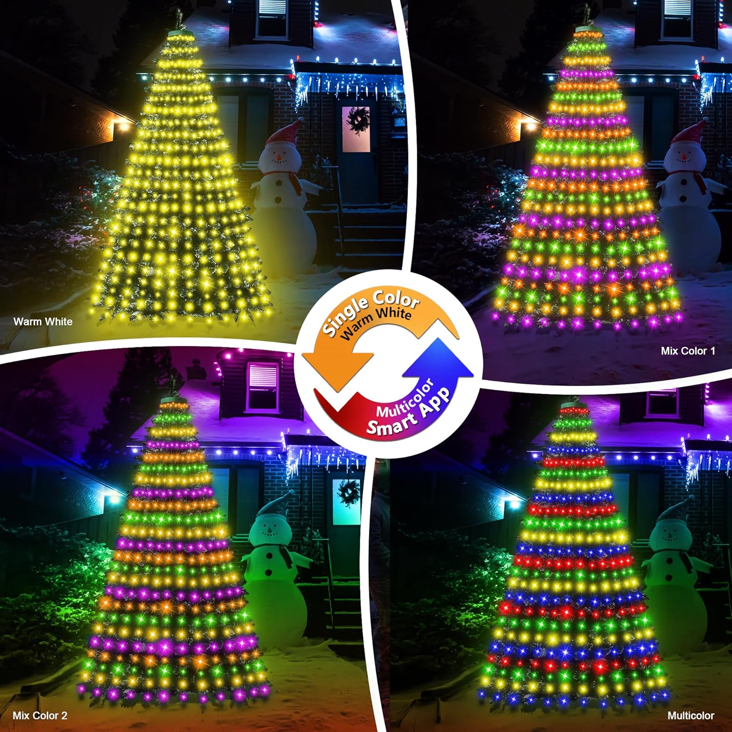 Surplife One-Touch Christmas Lights – Effortless Minimalist Holiday Setup in Under a Minute, 6.6Ft 288 LED Warm White App Control