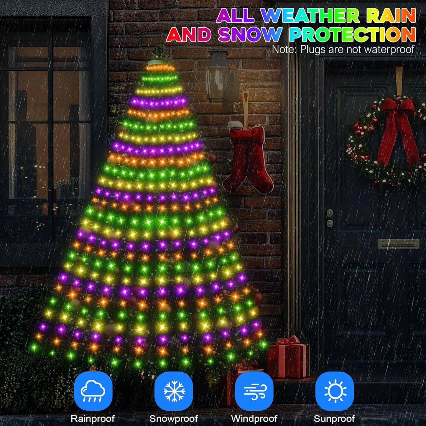 Surplife One-Touch Christmas Lights – Effortless Minimalist Holiday Setup in Under a Minute, 6.6Ft 288 LED Warm White App Control