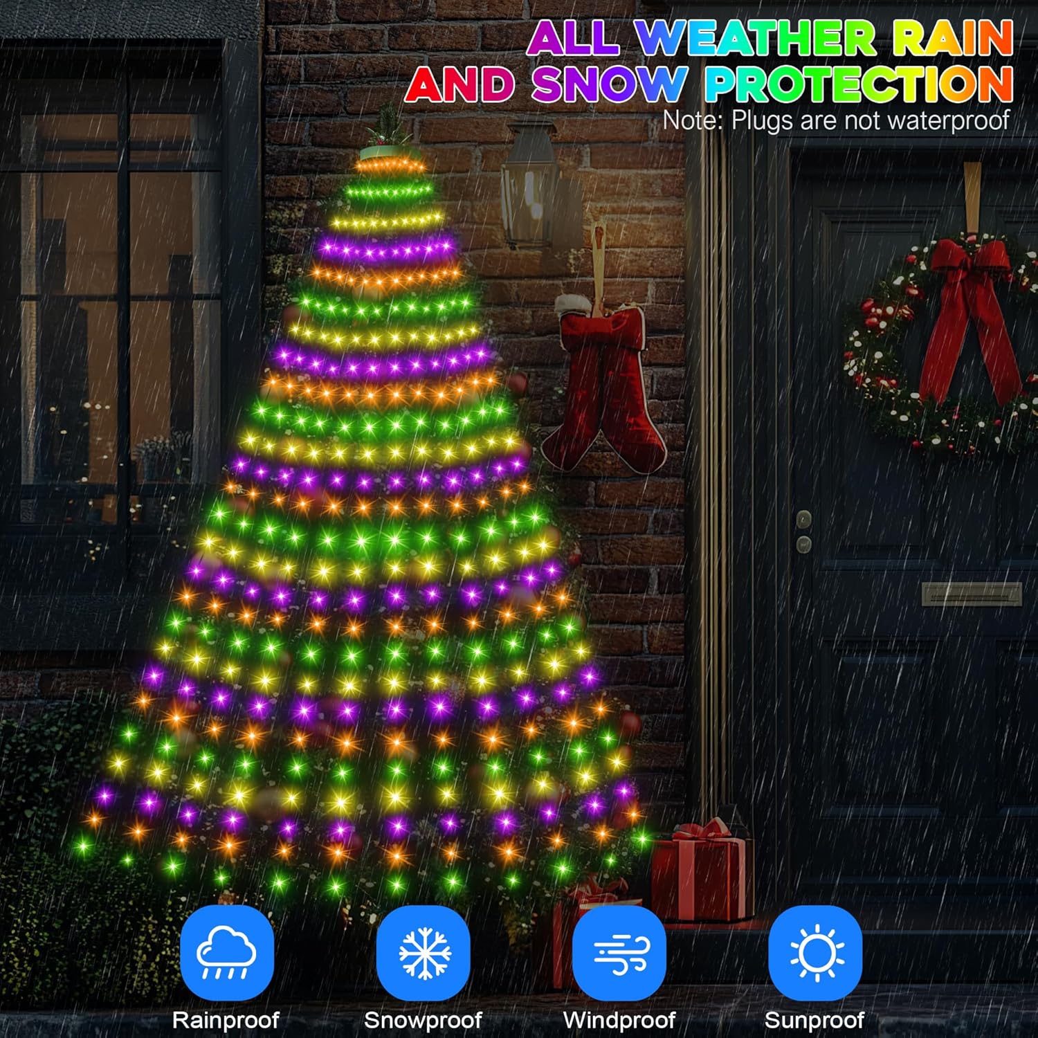 Surplife One-Touch Christmas Lights – Effortless Minimalist Holiday Setup in Under a Minute, 6.6Ft 288 LED Warm White App Control