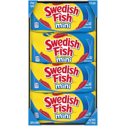 Swedish Fish Mini Chewy Candy – Easter Basket Stuffer and Halloween Trick-or-Treat Bags for Kids, 24 Count