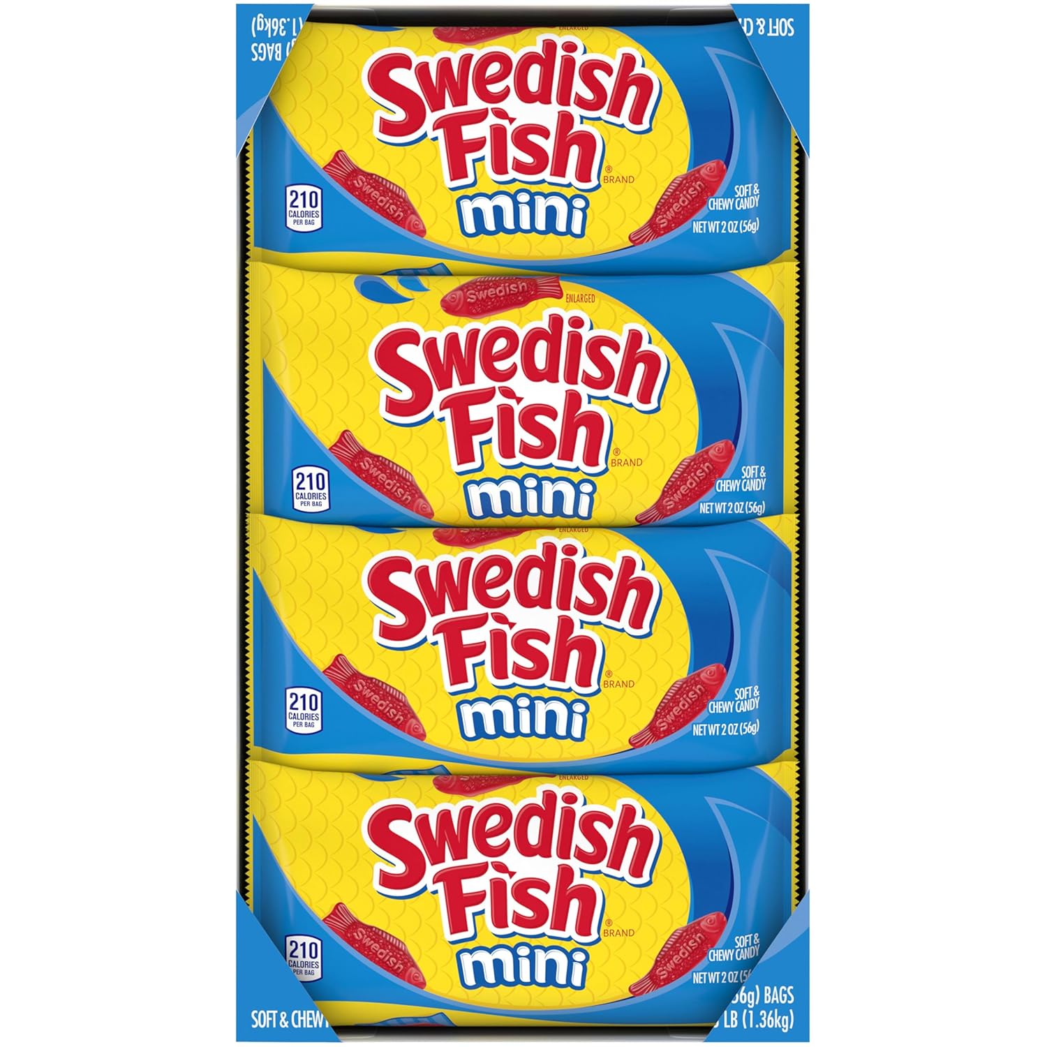 Swedish Fish Mini Chewy Candy – Fun Care Package Gift for College Students and Hard-to-Shop-for Friends, 24 Individually Wrapped Bags