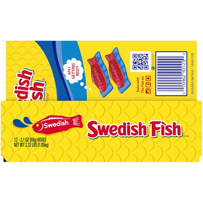 SWEDISH FISH Soft & Chewy Candy Lunchbox Snacks for Kids, 12 Pack of 3.1 oz Boxes for School Treats