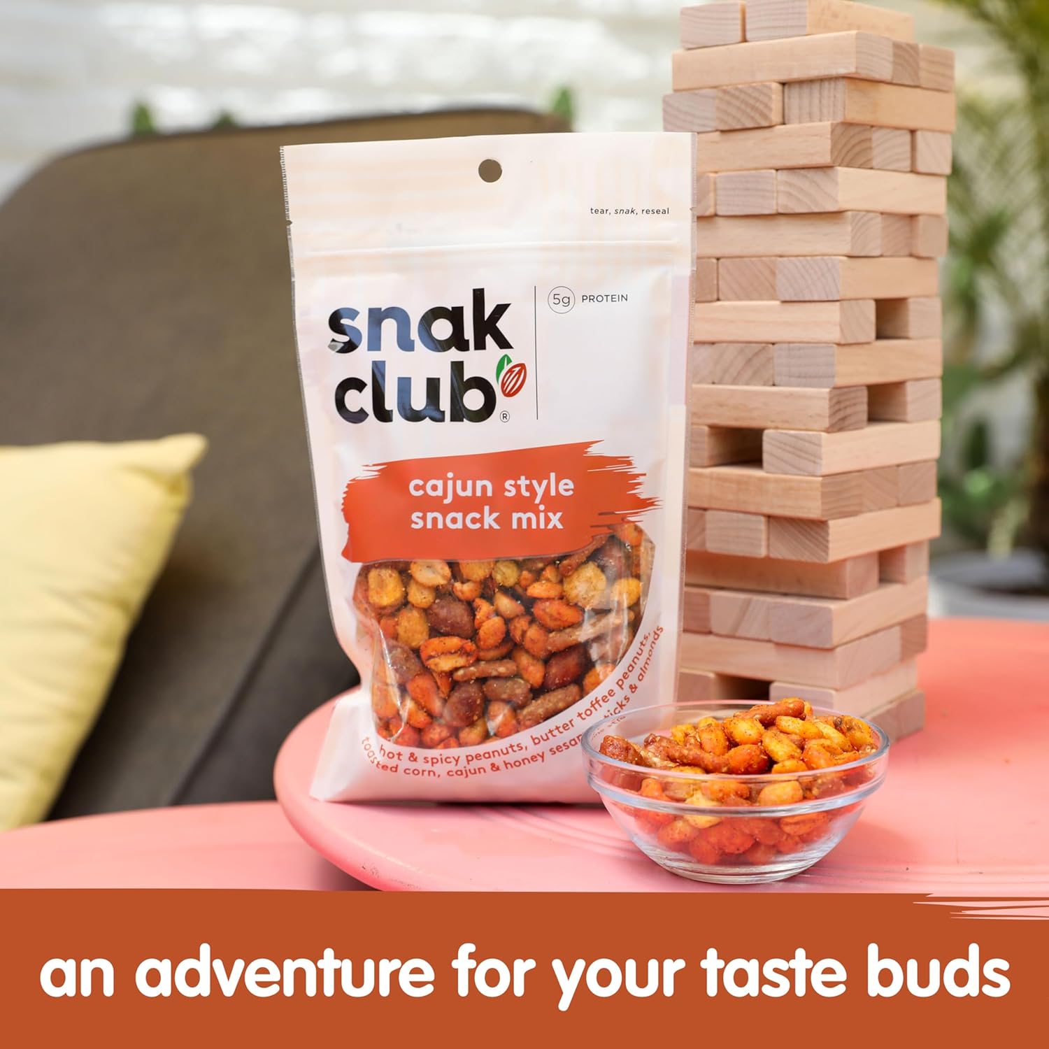 sweet-and-savory dual flavor profile (cajun heat paired with butter toffee)