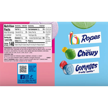 SweeTARTS Giant Chewy Candy Rolls – School Lunchbox Treats and Classroom Party Pack, 36 Count