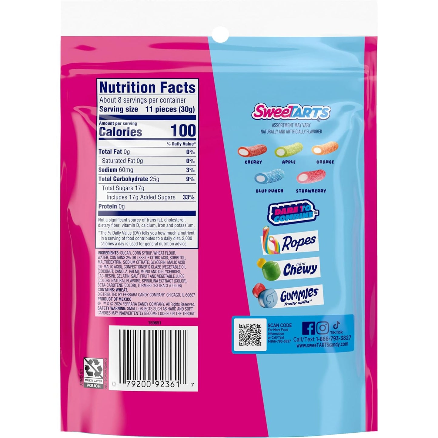 SweeTARTS Mini Chewy Candy – Lunchbox Snack Pack for Kids, Mixed Fruit 12 oz