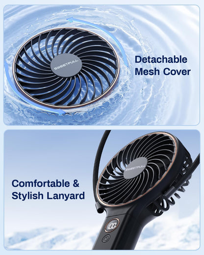 SWEETFULL Handheld Portable Fan – Personal Cooling Ritual for Hot Flashes, Quiet Rechargeable Travel Fan