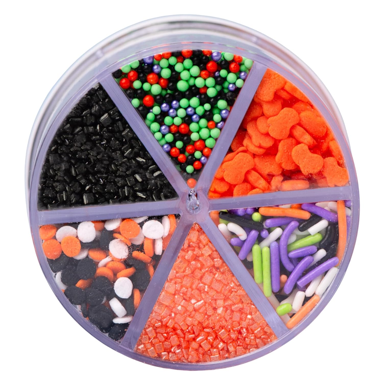 Sweets Indeed Halloween 6-Cell Sprinkle Jar – All-in-One Decorating Container for Clean, Clutter-Free Pantry Storage