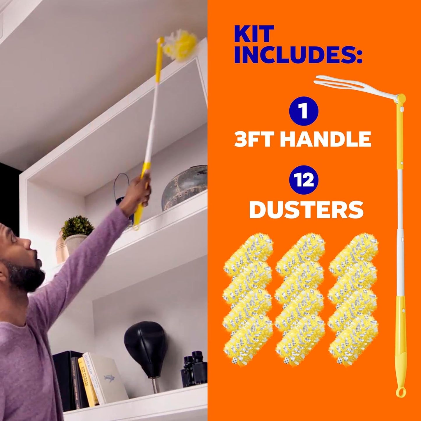 Swiffer Duster Kit with 3 ft Extendable Handle for Studio Apartment, Compact Starter Kit for Small-Space Living